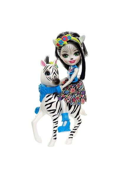 Enchantimals Siyah Beyaz Enchantimals Bebekleri ve Zebra Hayvan Arkadaşları Fky75