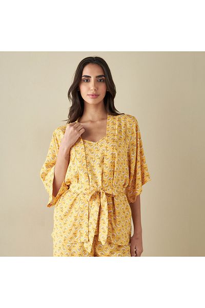 FAV All-Over Floral Print Robe with Top and Pyjamas