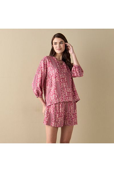 FAV All-Over Floral Print Top and Shorts Set
