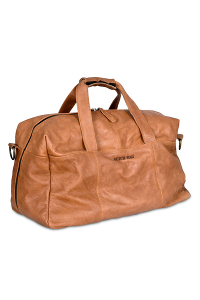 DUTCH-BAG Zwolle Italyan Deri Spor Ve Seyahat Çantası - Vintage Cognac