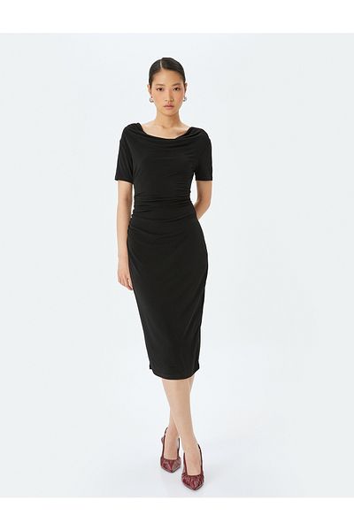 Koton black Short Sleeve Midi Dress