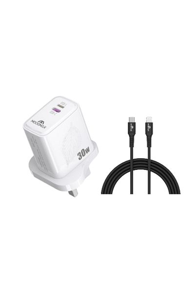 MOOGMAX Moog Max Smart Plug PD Port & Lightning Port 30W with Certified Cable White