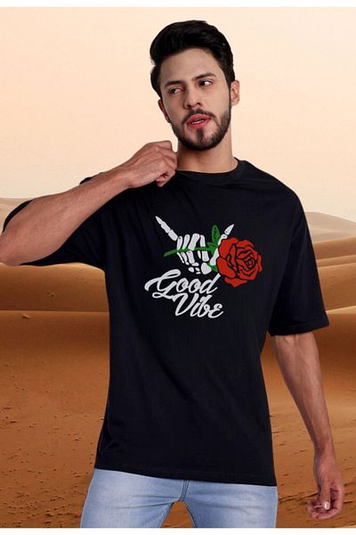 Frisson Good Vibes Printed Oversize Cotton T-shirt