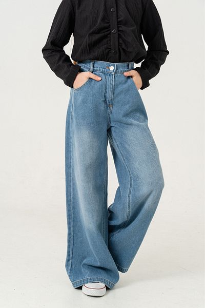 GİYİCEM TEKSTİL Girl's Baggy Jeans Trousers 2205