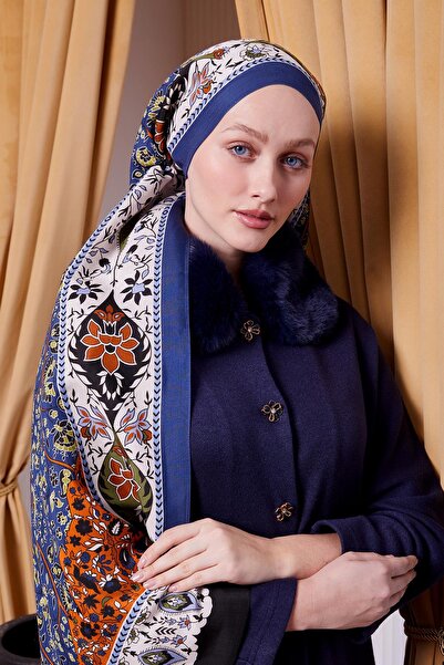 Levidor Şal regal cu model cu margine albastră