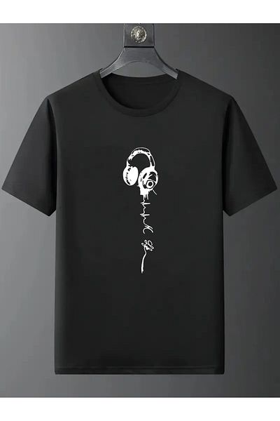 Frisson Unisex Headphone Printed Crew Neck Oversize T-Shirt