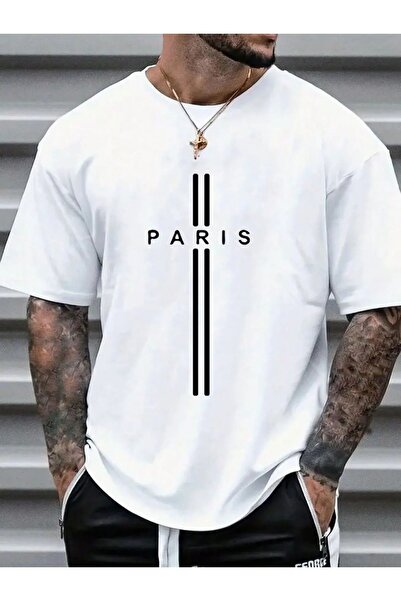 Frisson Βαμβακερό χτενισμένο ύφασμα Oversize εμπριμέ λευκό μπλουζάκι