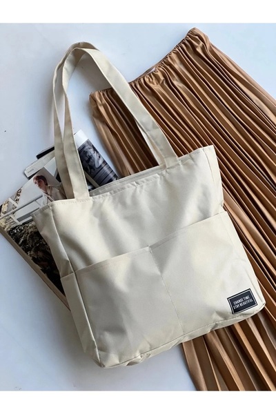 Axebag Geniş Hacimli Fermuarlı Çok Gözlü Kanvas Bez Spor, Okul, Günlük Çanta