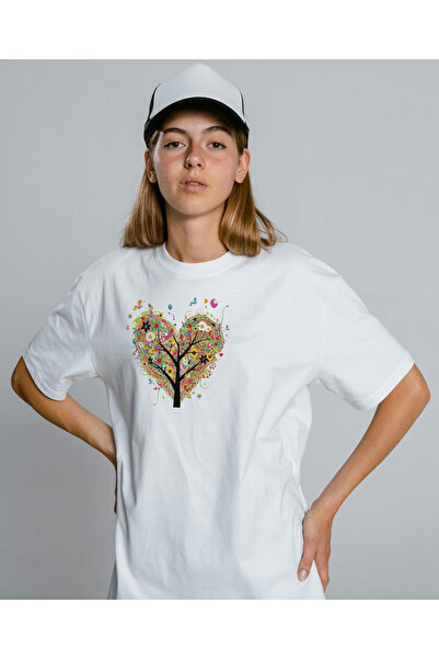 Frisson Tricou OVERSIZE Imprimat Oversize Crew Deck TREE COLORAT