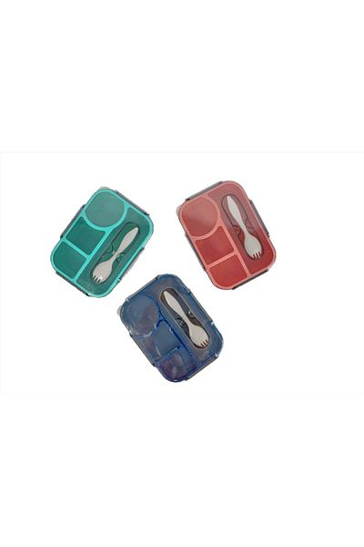 the midi 1100 ml Individually Sealed Four-Compartment Lunch Box with Tableware - Perfect for Versatile Meals