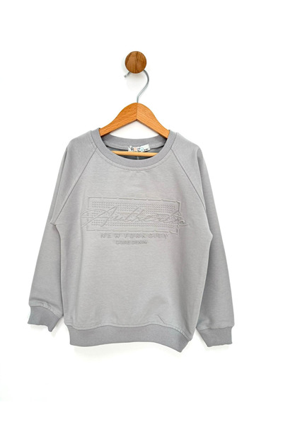 By Cwhr 100% Cotton 2 Thread Authentic Embroidery Printed Cuff Ribbed Sleeves Seasonal Boy's Sweatshirt