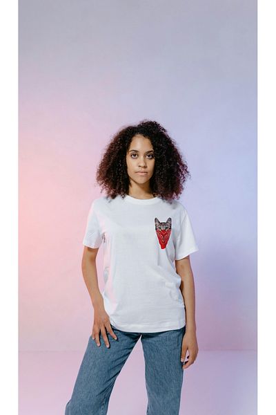 Frisson T-Shirt Printed Oversize Crew Neck Mexican Cat
