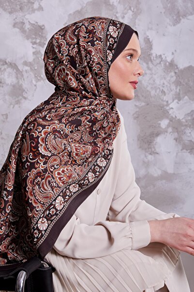 Levidor Acı Kahve Etnik Çiçekli Royal Şal