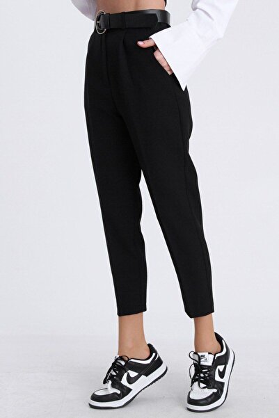 Fast Perry ATLAS BEL LASTİKLİ KEMERLİ HAVUÇ MODEL SİYAH PANTOLON