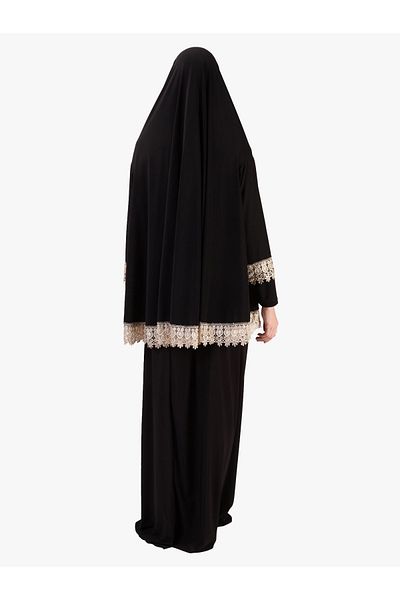 DAKKA KADİMA Two Piece Lace Prayer Dress Black