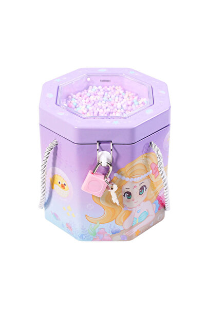 Livava حصالة معدنية على شكل حورية البحر مع حزام وقفل، لون بنفسجي، 13×12