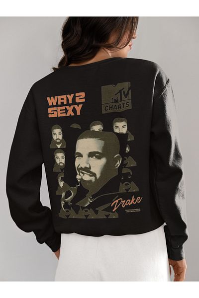 SEVBANO Way 2 Sexy Drake Printed Unisex Oversize Vintage Rapper Sweatshirt