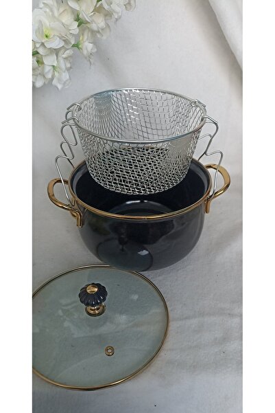 APAYDIN Ebruliemaye 2.5 Liter Black Retro Enamel Yogurt Frying Pot