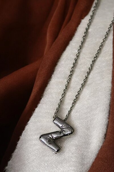 MakeWell Letter Design Simple Chain Letter Necklace Silver Color Letter Necklace