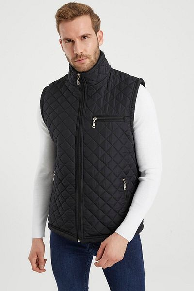 DYNAMO Men's Black Quilted Comfortable Fit Vest with Fleece Lining Inside