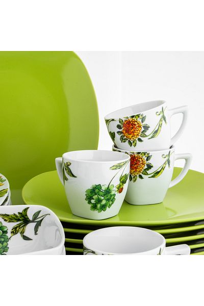 Dania Porcelain Dinner Set 24 Piece Green Design