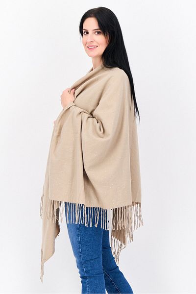 Adrienne Vittadini Women Split Neck Metallic Poncho, Taupe