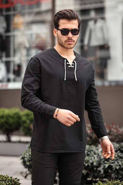 ROBERTO BORNOVA Ленена риза с крушовидна яка