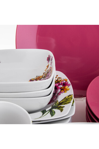 Dania Porcelain Dinner Set 24 Piece Red Design