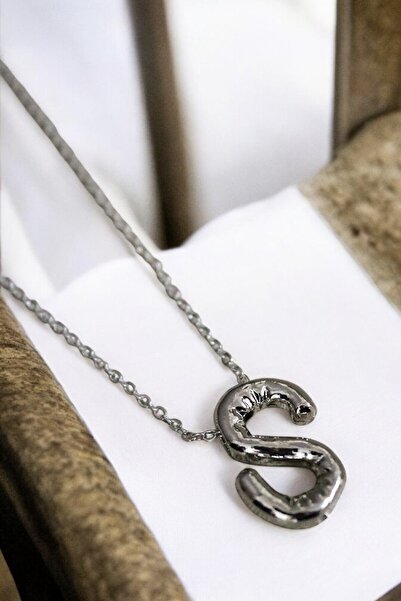 MakeWell Letter Design Simple Chain Letter Necklace Silver Color Letter Necklace