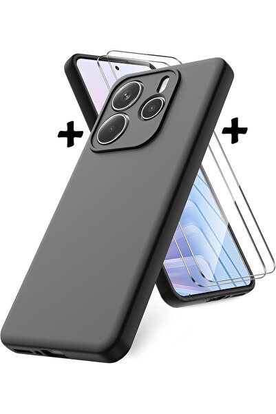 m.tk moveteck حافظة لهاتف Xiaomi Redmi Note 14 مع حماية للكاميرا من السيليكون الناعم الملون + مجموعة واقي شاشة زجاجية 9H 2 في 1