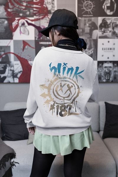 SEVBANO Blink-182 Rock Metal Printed Unisex Oversize Music Band Sweatshirt