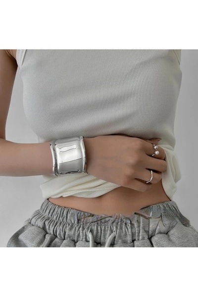 Vitastyle Silver Color Tiff Model Thick Steel Handcuff Bracelet