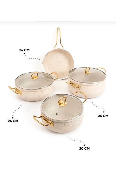 Lura Metal 7 Piece White Granite Cookware Set - Elegant Design and Durable Solutions