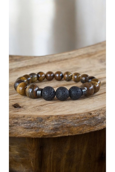 Bensei Takı Dükkanı BENSEI سوار رجالي من حجر الحمم البركانية وعين النمر وحجر ...