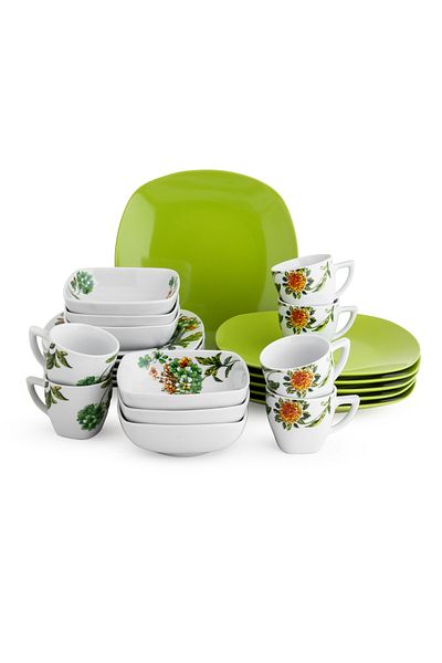 Dania Porcelain Dinner Set 24 Piece Green Design