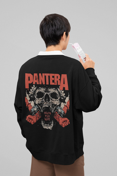 SEVBANO Pantera Mouth For War unisex majica sa širokim krojem i printom u sti...