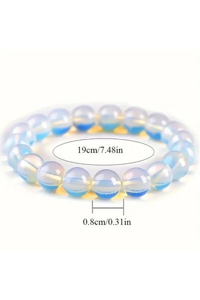 NBS Beautiful Naturel Stones Unisex Bracelet Set - 2 Pieces Opalite 19 cm 8 mm