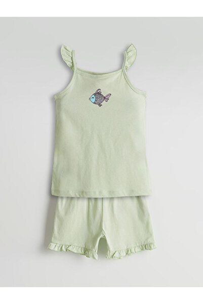 LC Waikiki Nevavm Printed Baby Girl Undershirt and Shorts Set of 2 with a Dif...