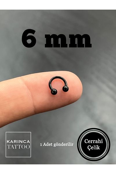 Karınca Piercing 6 mm - Smallest Size Black Forward Helix Nostril Smiley Piercing