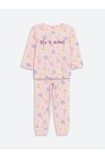 LC Waikiki Crew Neck Printed Girl's Pajama Set
