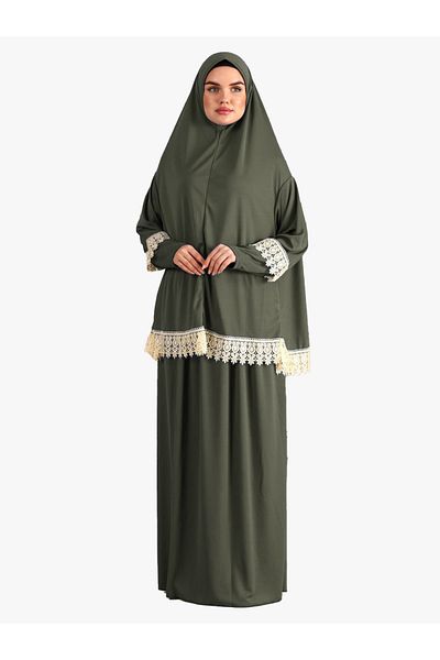DAKKA KADİMA Lace Prayer Dress - Two Piece Jersey Khaki