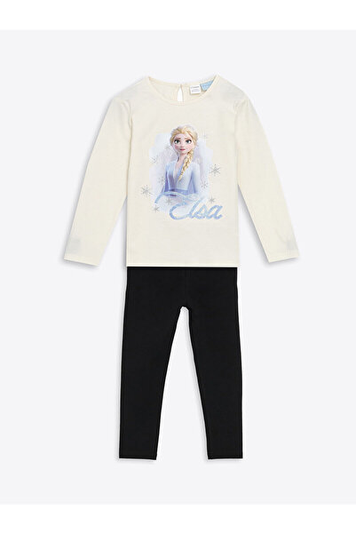 LC Waikiki LCW Elsa Комплект от 2 части за момичета: блуза с принт и чорапогащи