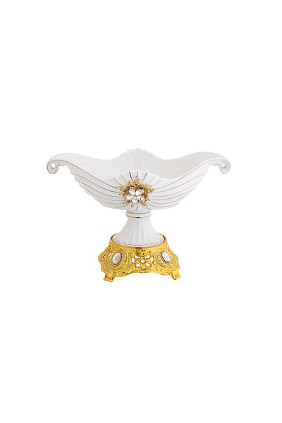 Dania Porcelain dessert plate with gold metal base