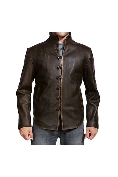 NYC GİYİM TEKSTİL Prof Model Renaissance Time Long Jacket with Tumbled Straps and Button Closure