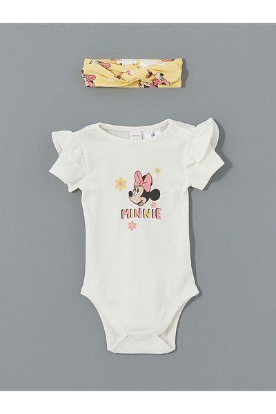 LC Waikiki Minnie Mouse Printed Baby Girl Bodysuit Leggings and Headband Set of 3