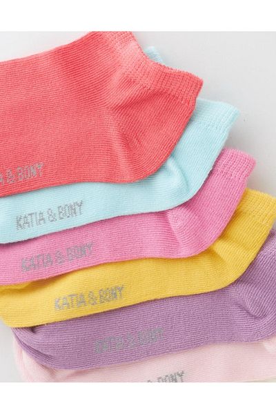 Katia&Bony Girl's 7 Pack Colorful Step Socks Multicolor