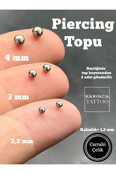 Karınca Piercing 2 Pcs Ball Set for 1.2 mm Piercings - Karinca Tattoo