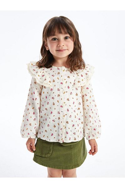 LC Waikiki Baby Girl Shirt with Long Sleeves and Floral Pattern (S4)
