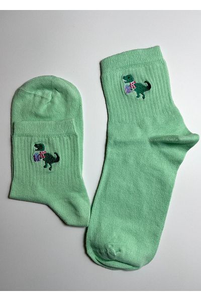 Rumon Cotton Dinosaur Embroidered Unisex College Socks