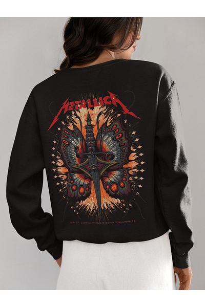 SEVBANO Design Metallica Printed Unisex Oversize Rock Metal Music Band Sweatshirt